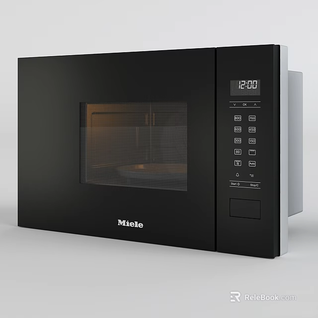 Modern Miele Black Microwave Oven With Digital Display And Control Panel 3d model 