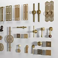 New Chinese Style Handle Wardrobe Handle Yellow Ancient Copper Handle Classical Handle Drawer Handle 3d model