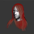 Metallic Head Model Featuring Facial Organ Structure And Long Brown Hair