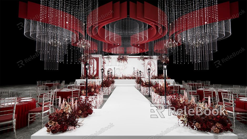 Modern Wedding Scene Red Wedding Ballroom model