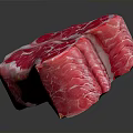 Fresh Raw Beef Steak Slices With Marbled Red Texture On Black 3d model