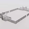 Basketball Court Design With Surrounding Chain Link Fencing And Hoops Structure
