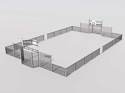 Street basketball court subway net fence 3d model