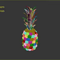 Fresh Ripe Pineapple With Golden Yellow Spiky Exterior And Green Leafy Top
