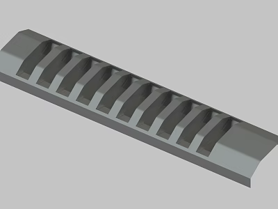 Gray Long Strip Mechanical Component With Parallel Grooves Structure Design 3d model