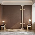 Modern Elegant Bedroom Accent Wall With Brown Leather Metal Accents And Bedside Table Lamps