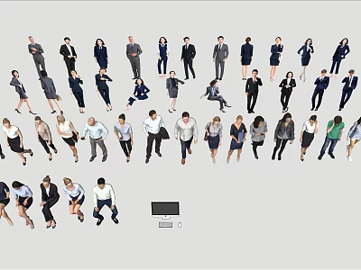 Group of People in Formal Attire Standing Sitting Walking with Laptop 3d model