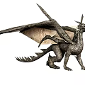 Detailed Grey Mythical Dragon Figure With Winged Body And Sharp Claws