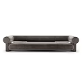 Modern Multi Seater Sofa With Curved Armrests And Plush Upholstery Design