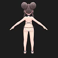 A Woman With Double Buns Hairstyle In White One Piece Swimsuit And Bow Tie Sandals