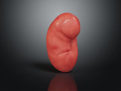 Glossy Red 3D Anatomical Kidney Model for Medical Education and 3d model