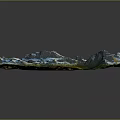 Natural Garden Landscape Model With Mountainous Terrain And Lush Green Vegetation Areas