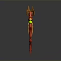 Red Harp Shaped Equipment With Golden Accents And Green Gemstone Detail