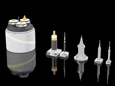 Industrial Equipment With Various Tower Structures And Cylindrical Metal Components 3d model