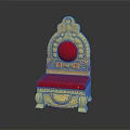 Luxury Ornate Carved Golden Royal Throne With Comfortable Red Velvet Seat And Exquisite Backrest