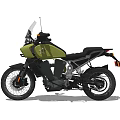 Olive Green Adventure Motorcycle With Black Accents And Star Emblem Design
