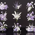 Elegant Floral Arrangement Design With Purple White Flowers And Various Styles