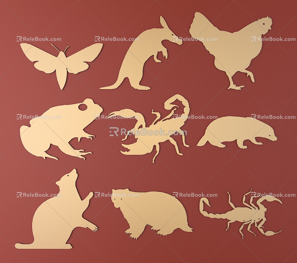 Animal silhouette metal carved animal pattern 3d model