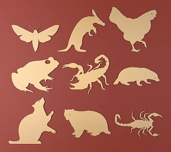 Animal silhouette metal carved animal pattern 3d model