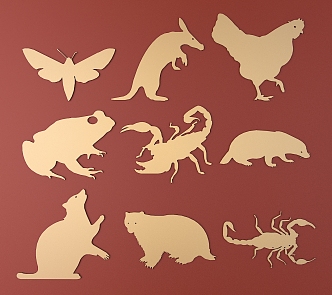 Animal silhouette metal carved animal pattern 3d model