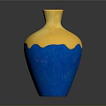 Elegant Decorative Vase With Shiny Gold Top And Smooth Blue Body Design For Home