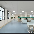 Spacious Medical Ward Interior Featuring Patient Beds Medical Equipment And Wall Charts