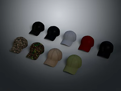 Assorted Colorful Baseball Caps With Various Styles And Multiple Colors 3d model