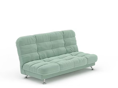 People Using Comfortable Light Green Modern Sofa Bed With Padded Seats And Metal Legs 3d model