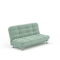 People Using Comfortable Light Green Modern Sofa Bed With Padded Seats And Metal Legs
