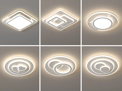 Modern Stylish Ceiling Lights with Square Circular and Ring Light Designs for Contemporary Home Interiors 3d model