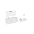 Modern Bathroom Interior With White Double Sink Vanity And Lighted Mirror