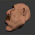 Cartoon Character Face 3D Model with Brown Mustache Exaggerated Eyes and Expressive Features