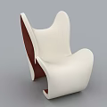 Modern Single Sofa Featuring Stylish White and Brown Curved Unique Design 3d model