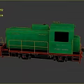 Green Locomotive With Red Base Metal Railings And Side Window Design