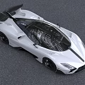 White High Performance Sports Car With Black Stripe Sleek Aerodynamic Design And Rear Wing