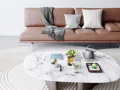 Modern Coffee Table Ornaments Books Fruit Tray Teapot Wine Set 3d model