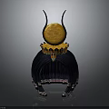 Mythical Character With Horned Creature Features On Decorative Base With Yellow Orb 3d model