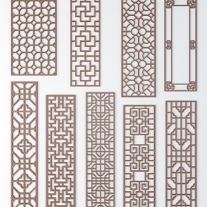 Chinese-style openwork window with ancient patterns 3d model