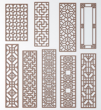 Chinese-style openwork window with ancient patterns 3d model