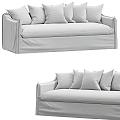 Light Colored Fabric Two Seater Sofa With Plush Cushions And Modern Design 3d model