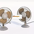 Vintage Air Conditioning Fans With Metal Mesh Brown Blades And Gray Base