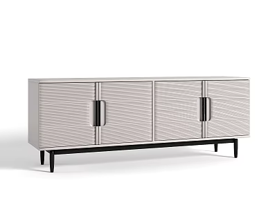Modern Contemporary TV Stand With Wooden Texture Doors And Black Legs Design 3d model