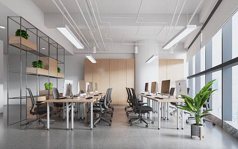 Modern public office area 3d model