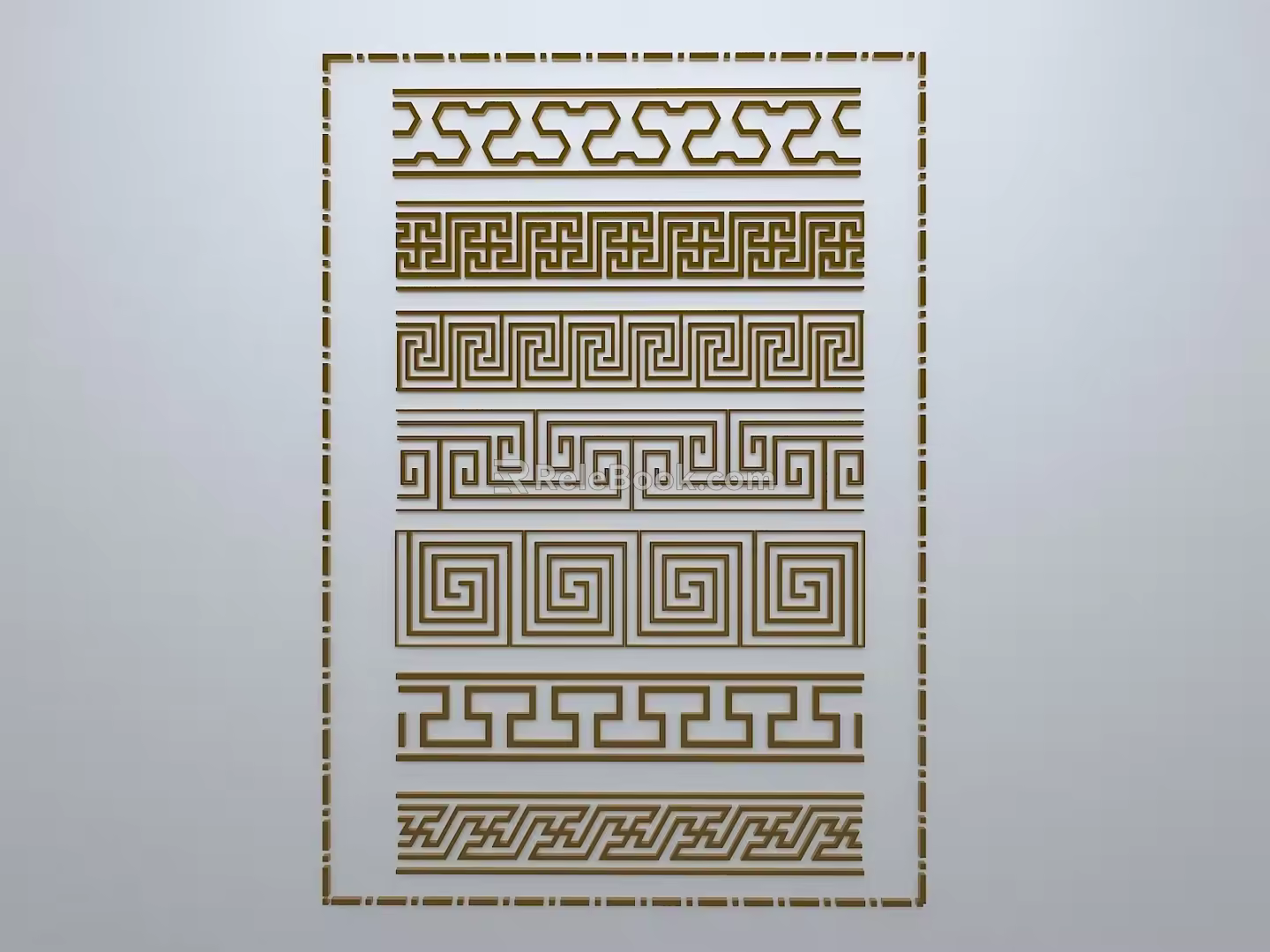 Chinese-style window grilles line silhouette pane window sill border engraved window edge strip construction 3d model