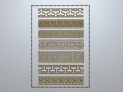 Chinese-style window grilles line silhouette pane window sill border engraved window edge strip construction 3d model