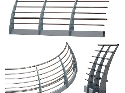 Metal Railings With Modern Curved Design And Multiple Structural Variations 3d model