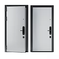Modern Interior Doors Featuring White Panels Black Frames And Various Textured Patterns 3d model