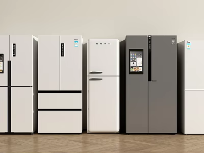 Various Modern Refrigerators And Freezers With Different Designs For Home Use 3d model
