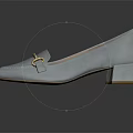 Light Blue Women's Pointed Toe Block Heel Shoes With Gold Horsebit Suede Detail
