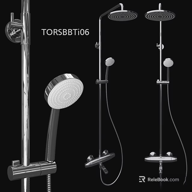 TORSBBT06 Modern Shower Faucet With Handheld And Overhead Showerheads Chrome Finish Design 3d model 